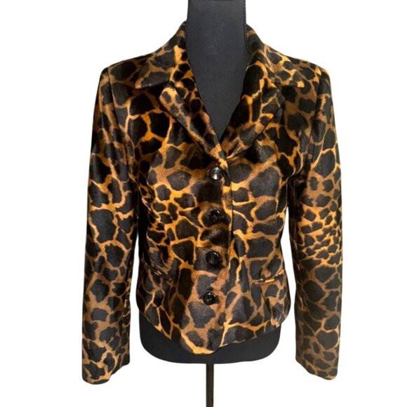 Vintage Harve Benard Leopard Print Short Blazer Jacket 8P Mob Wife City Glam - Picture 1 of 7